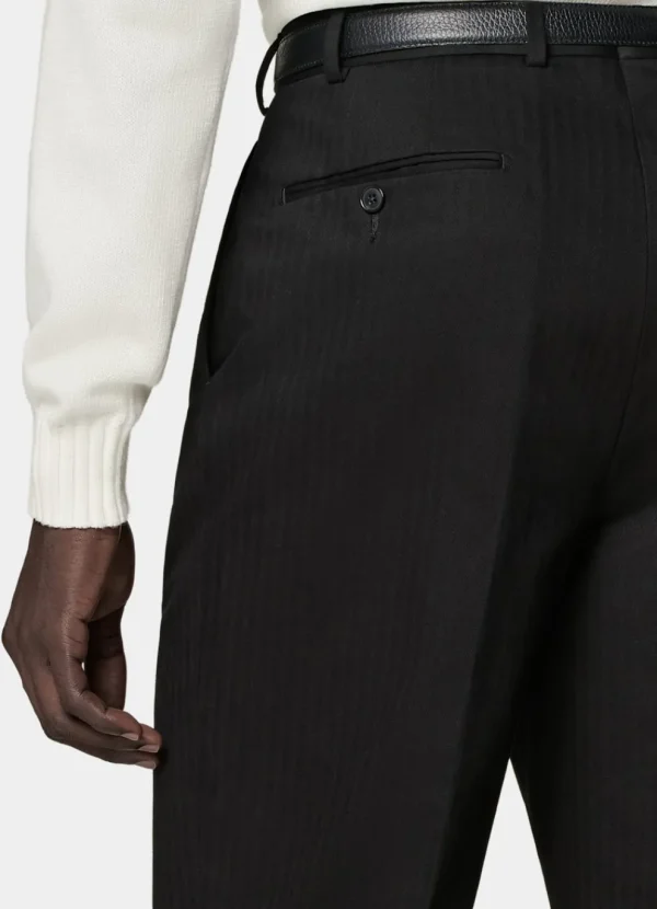 Suitsupply Pantalons*Pantalon Wide Leg Tapered noir à chevrons