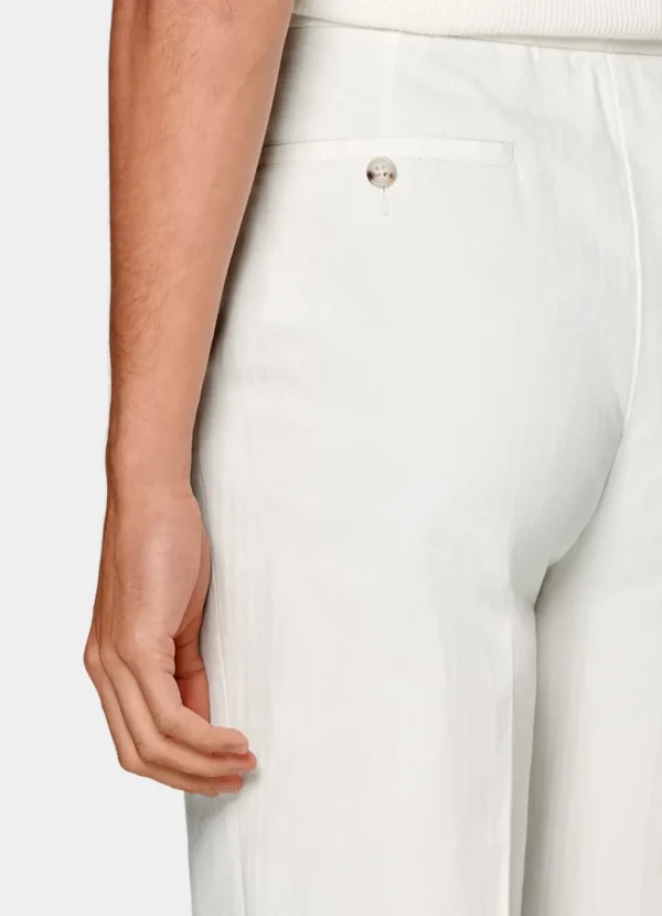 Suitsupply Pantalons*Pantalon Wide Leg Tapered blanc cassé à chevrons