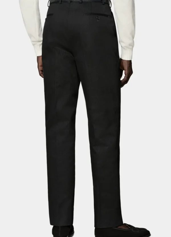 Suitsupply Pantalons*Pantalon Wide Leg Tapered noir à chevrons