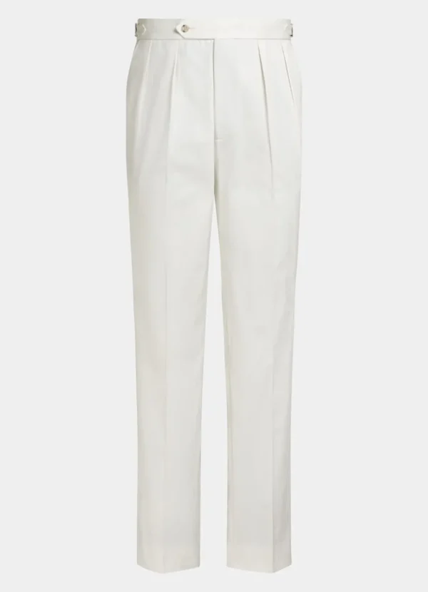 Suitsupply Pantalons*Pantalon Wide Leg Tapered blanc cassé à chevrons