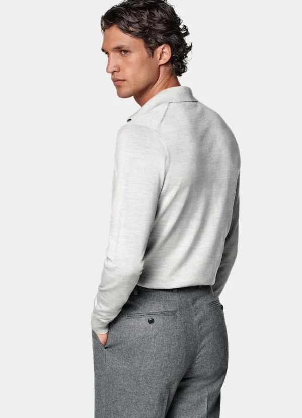 Suitsupply Polos | Polos*Polo manches longues Merino gris clair