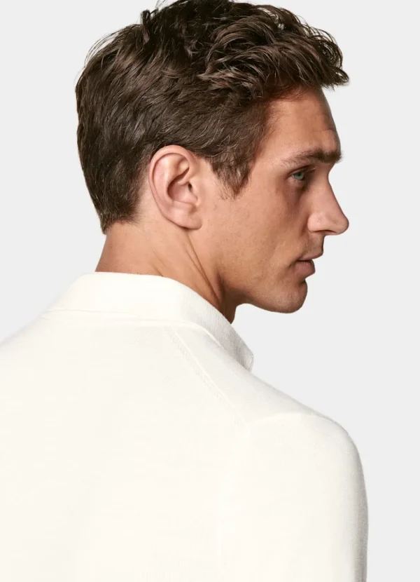 Suitsupply Polos | Polos*Polo manches longues Merino blanc cassé