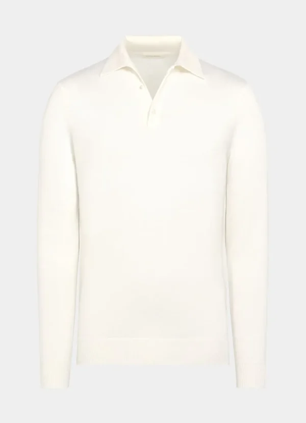 Suitsupply Polos | Polos*Polo manches longues Merino blanc cassé