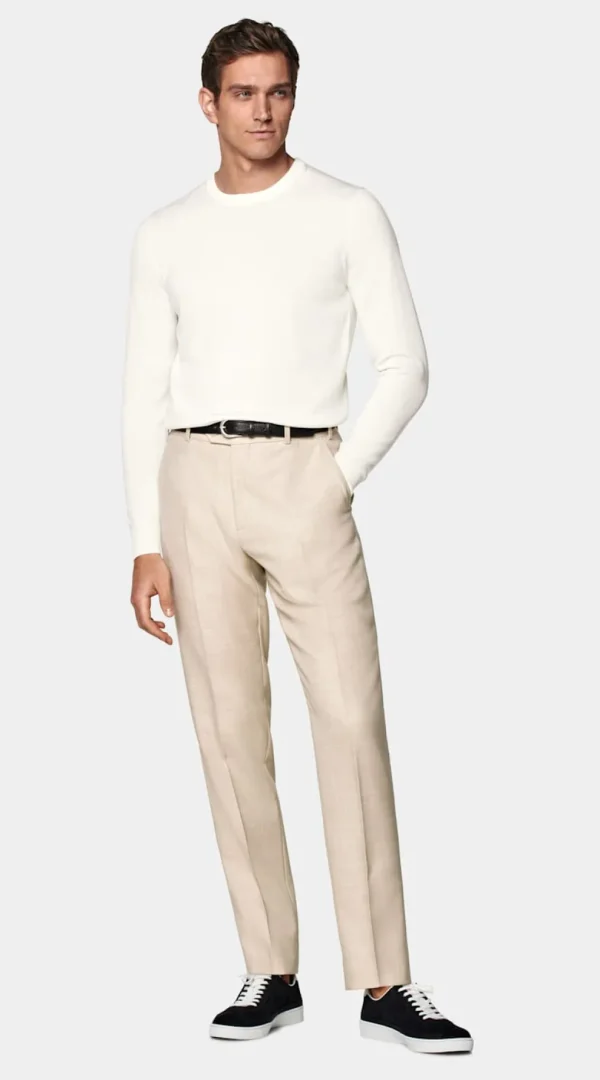 Suitsupply Pulls Col Rond Et Col V*Pull col rond Merino blanc cassé