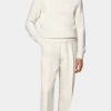 Suitsupply Pulls Col Rond Et Col V*Pull col rond Merino côtelé blanc cassé