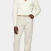 Suitsupply Pulls Col Rond Et Col V*Pull col V côtelé blanc cassé