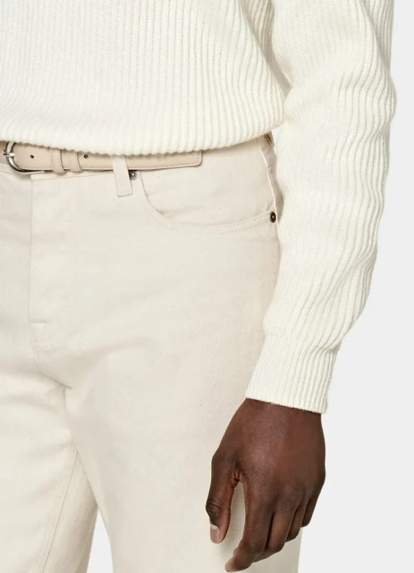 Suitsupply Pulls Col Rond Et Col V*Pull col V côtelé blanc cassé